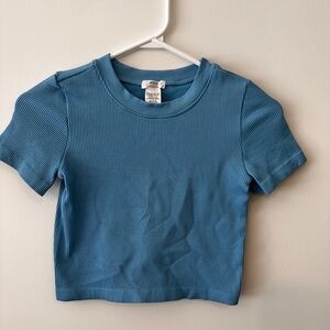 Ardene Blue Ribbed Crop Top